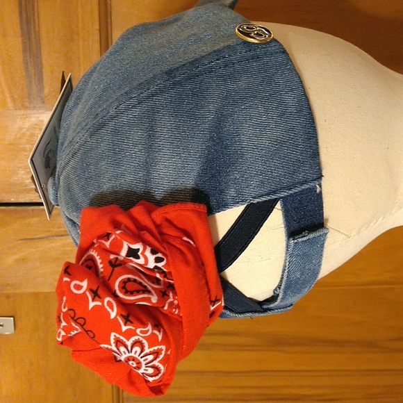 C.C Distressed PonyCap with Epoxy Side Buttons for Face Masks - Picture 5 of 9